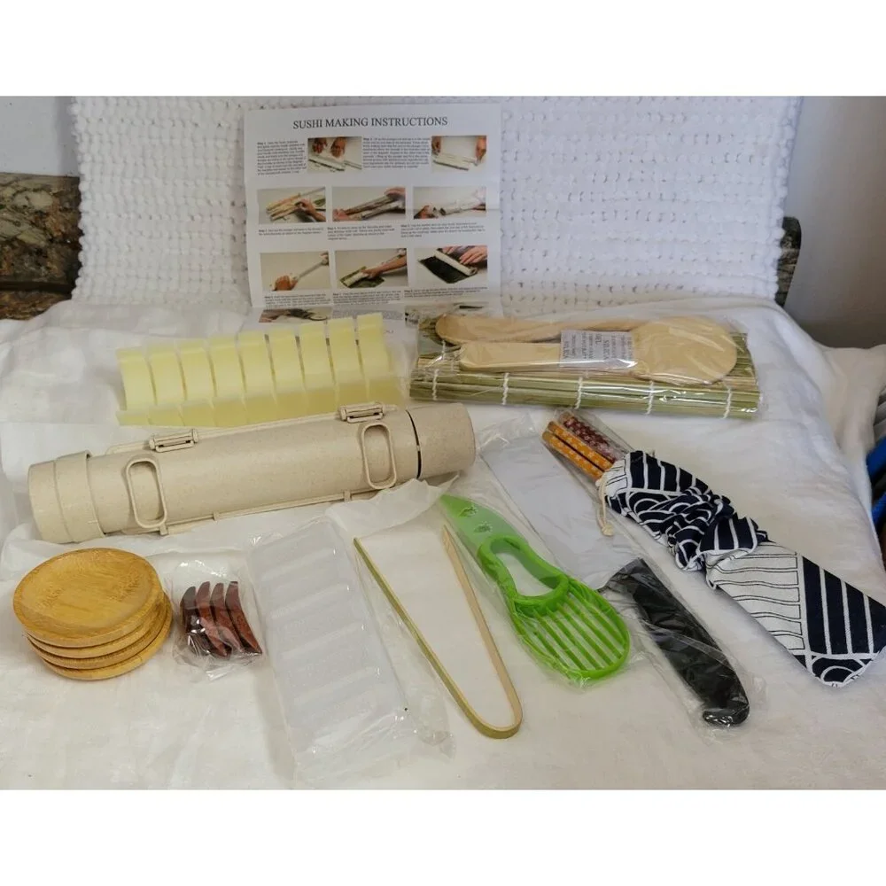NEW DIY Sushi Making Kit bamboo slicer kitchen tool SET UNUSED cooking kitchen